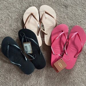 Havaianas set of 3 flip flop sandals size 7/8 new